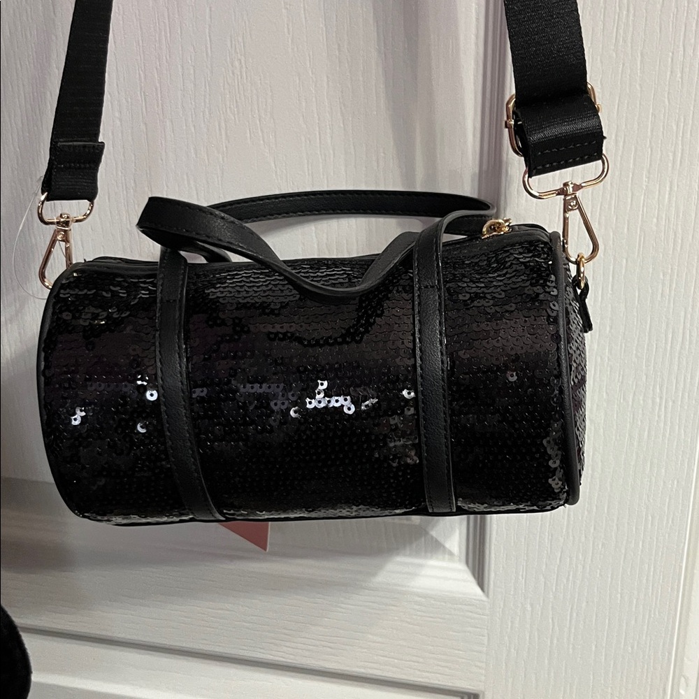 Juicy Couture Black Sequin Barrel Bag with Gold Heart Charm - Picture 7 of 7